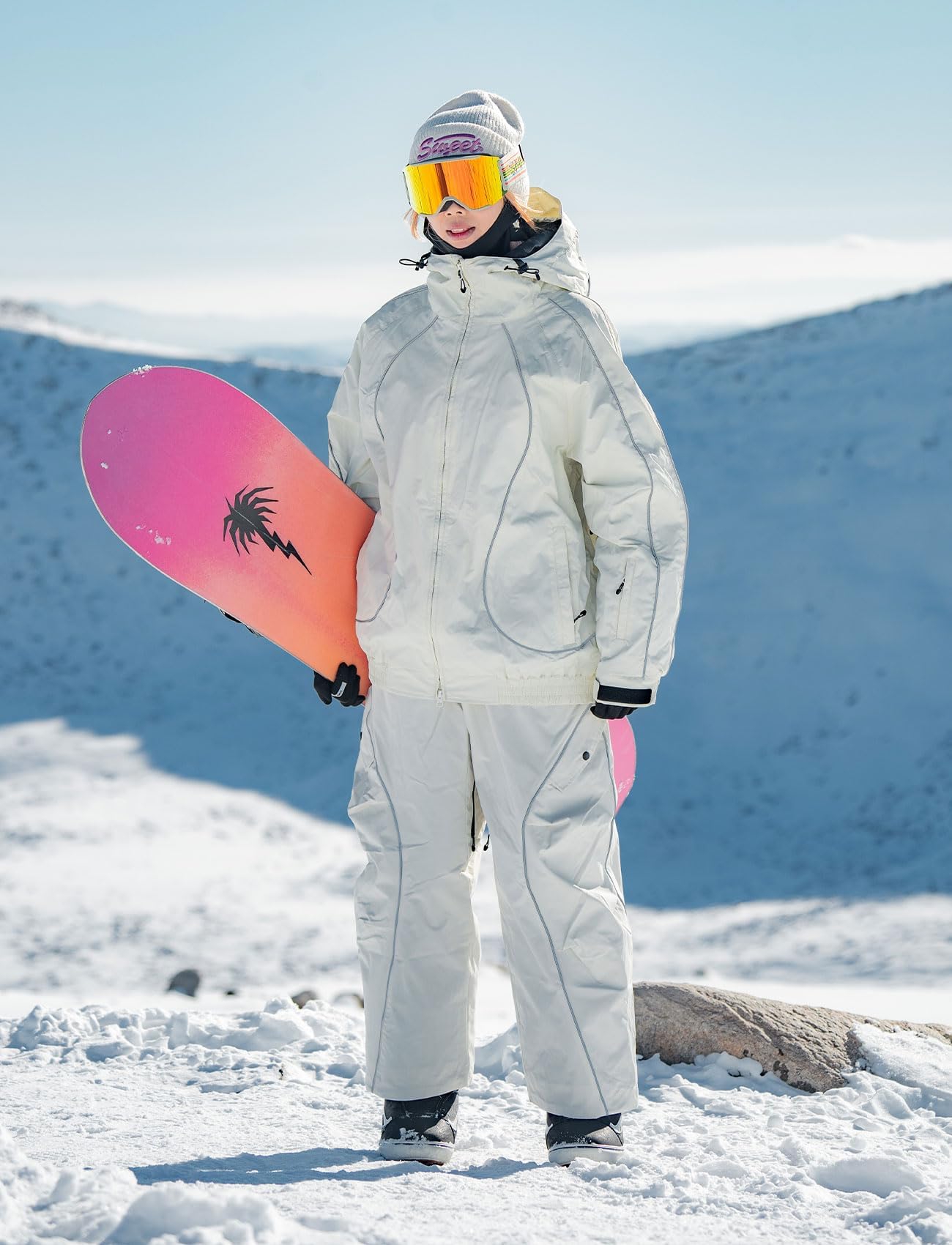 GSOU SNOW Spodnie Snowboardowe Uniseks o Luźnym Kroju, Odporne na Zużycie | Wodoodporność 20000 mm, Paroprzepuszczalność 15000 g, Podszewka 100% Poliester, Elastyczne Ochraniacze Nóg Antypoślizgowe
