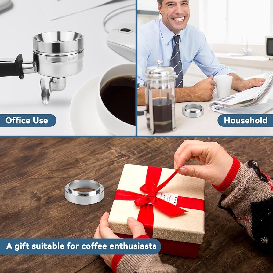 Dosing Funnel Coffee Dosing Ring Coffee Accessory 58mm Dosing Funnel Anti Flying Powder Stainless Steel Dosing Rings For Household Coffee Shop