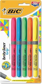 Brite Liner Grip Highlighter, Chisel Tip, Five Fluorescent Colors per Set [Set of 2]