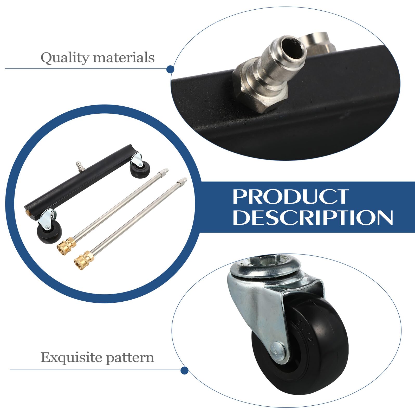 Limpiador de Chasis de Alta Presión Rueda, Acero Inoxidable | Conector 1/4 de Conexión Rápida, para Chasis y Suelo, Acabado Negro Latón y Plástico