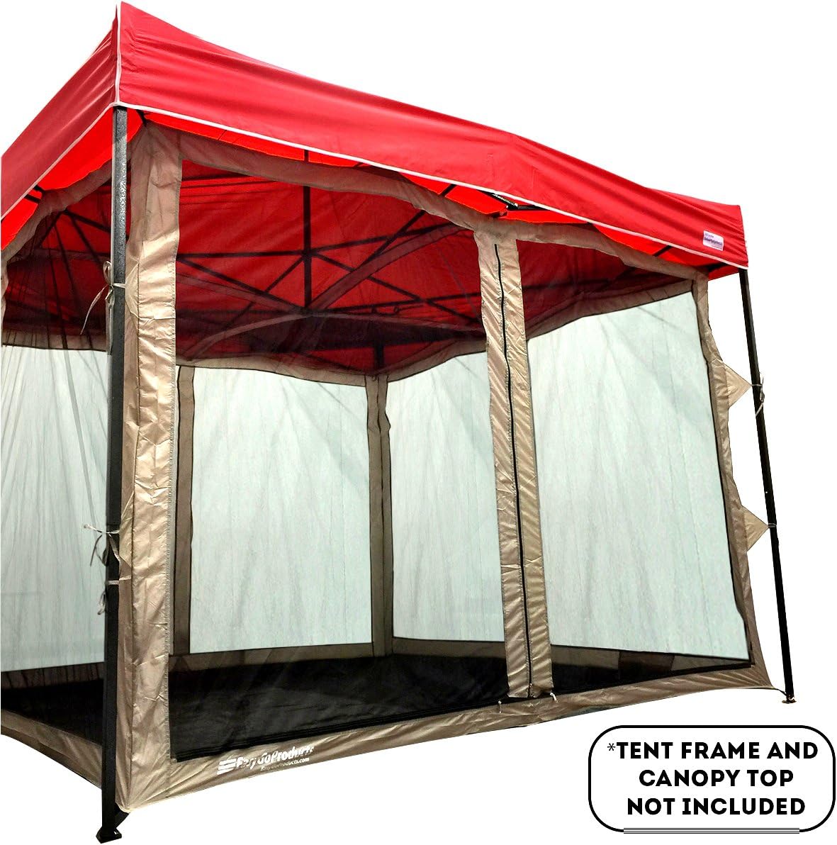 EasyGoProducts Screen Room attaches to Any 10'x10' Pop Up Screen Tent Room – 4 Walls, Mesh Ceiling, PVC Floor, Two Doors, Four Windows – Standing Tent – Tent Room - Tent Frame and Canopy NOT Included : Sports & Outdoors