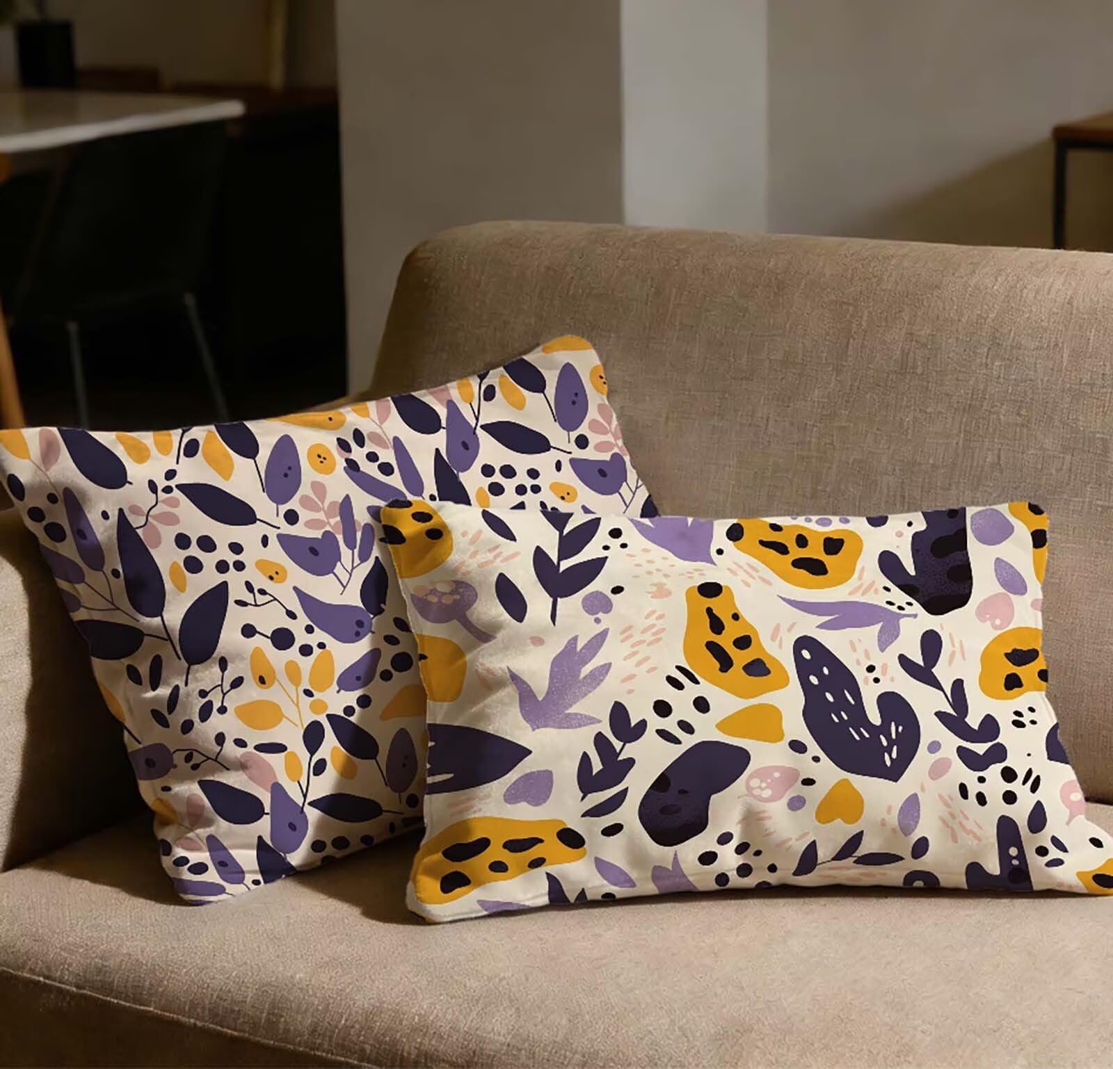 Housse de coussin couleur velours feuille pour décorer le canapé du salon