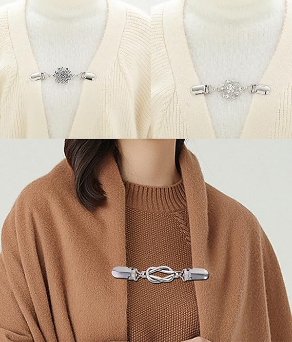 Clip Per Cardigan 3 Pezzi - Design Vintage Con Strass E Fiori, Per Maglioni E Scialli - Foto 6