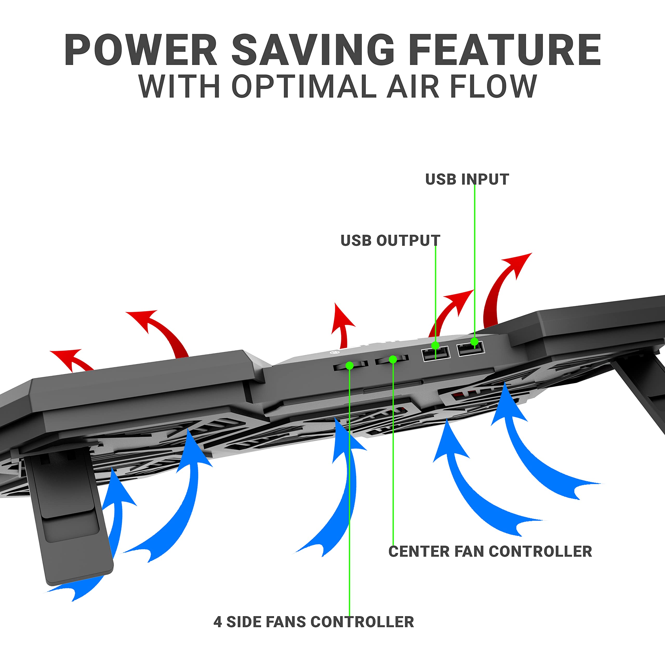 Zinq Technologies Five Fan Cooling Pad and Laptop Stand with Dual