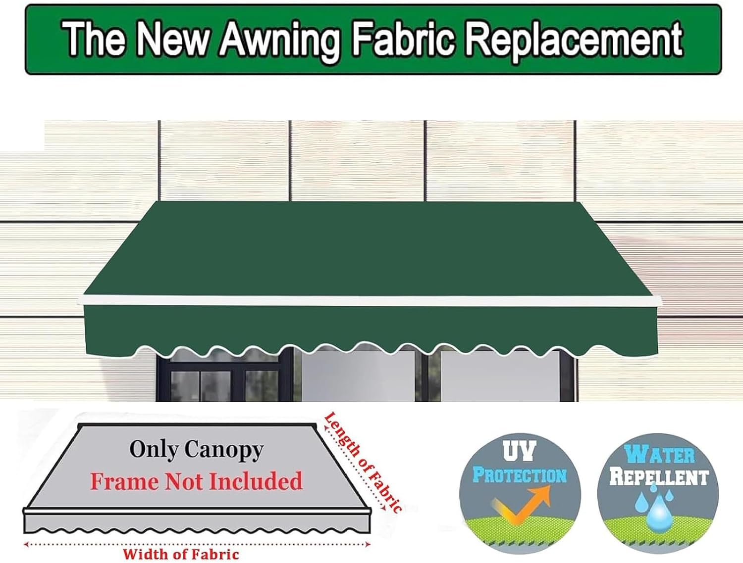 Replacement Awning Fabric, Sun Shade Canopy, Waterproof Replacement Top Cover, Retractable Patio Awning Replacement Many Sizes Fabric Sun Shade Awning Cover(1.5x1m(4.9x3.2ft))