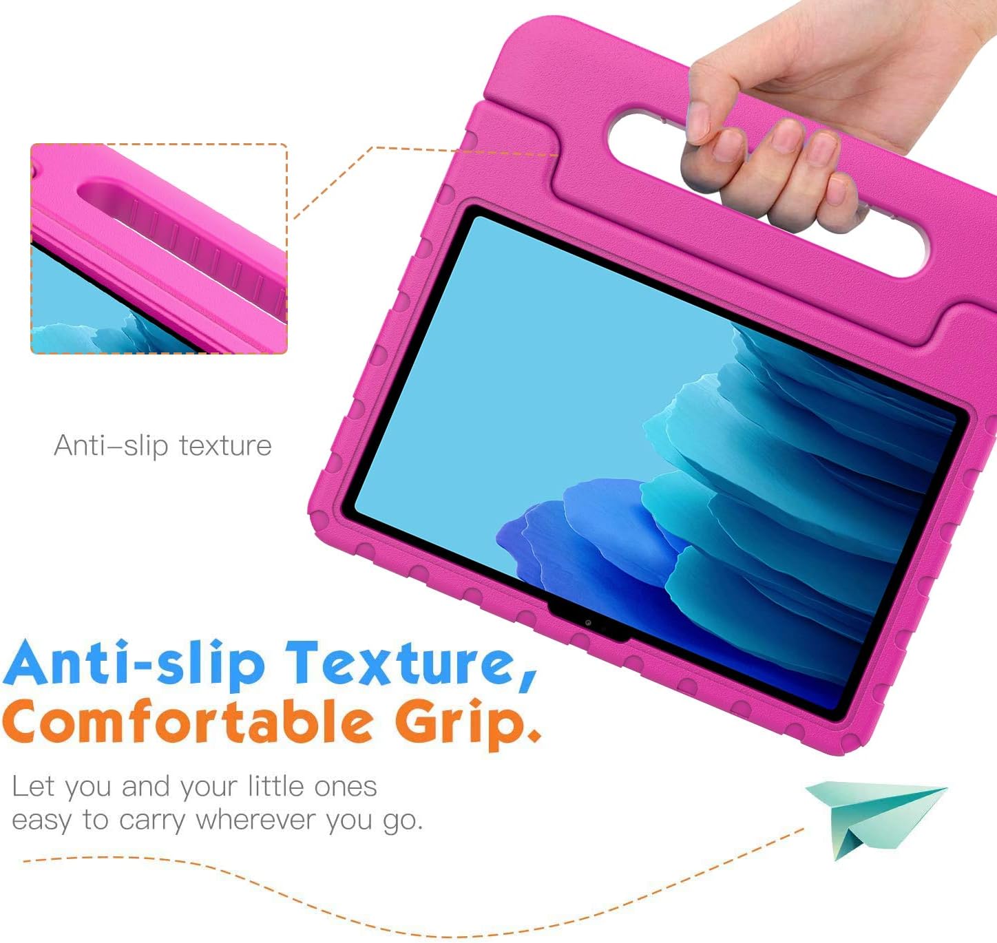 BMOUO Samsung Galaxy Tab A7 Case, Galaxy Tab A7 10.4 Case, Samsung Tab A7 Case 10.4 2020, Shockproof Handle Stand Protective Case for Samsung Galaxy Tab A7 10.4 inch 2020(SM-T500/ T505/ T507), Rose