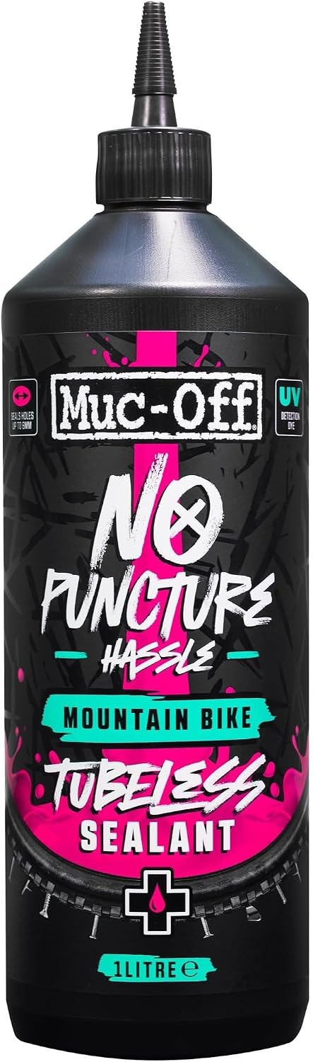 Muc-Off No Puncture Hassle Tubeless Sealant, 1 l - Liquido Tubeless Avanzato con Colorante Tracciante UV - Lattice per Tubeless Sigilla Stra