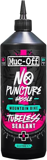 Muc-Off No Puncture Hassle Tubeless Sealant, 1 Liter - Advanced Bicycle Tyre Sealant with UV Tracer Dye that Seals Tears and Holes Up to 6mm (1 Liter (Pack of 1))