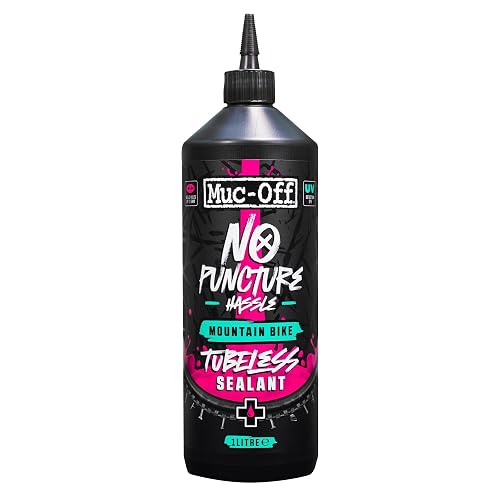 Muc Off No Puncture Hassle Tubeless Sealant, 1 Liter - Advanced Bicycle Tyre Sealant with UV Tracer Dye that Seals Tears and Holes Up to 6mm, Pink