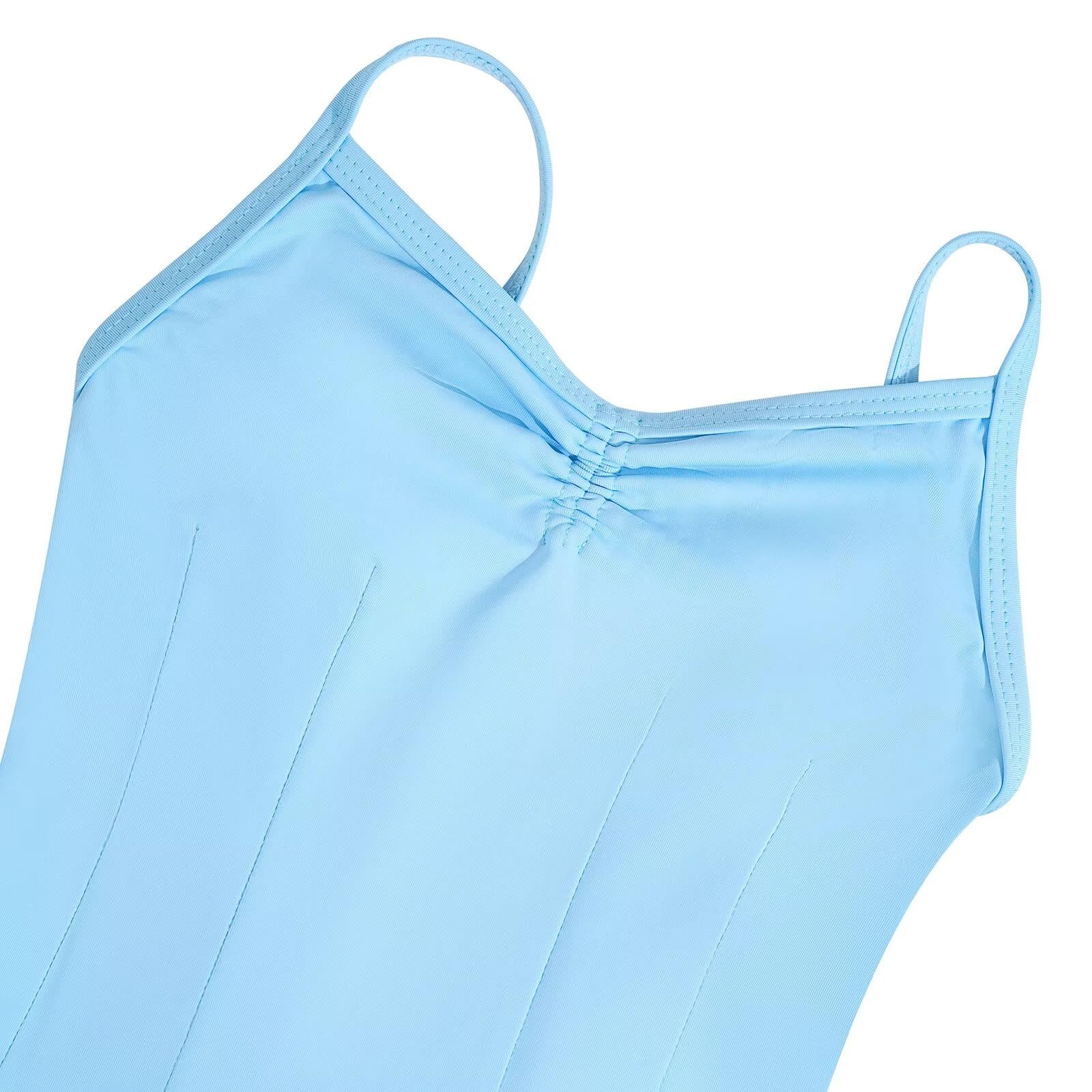 Maillot Ballet Niñas, Camisola de Corte Alto, Maillot Danza Leotardos Gimnasia, Forro Completo, Espalda en V