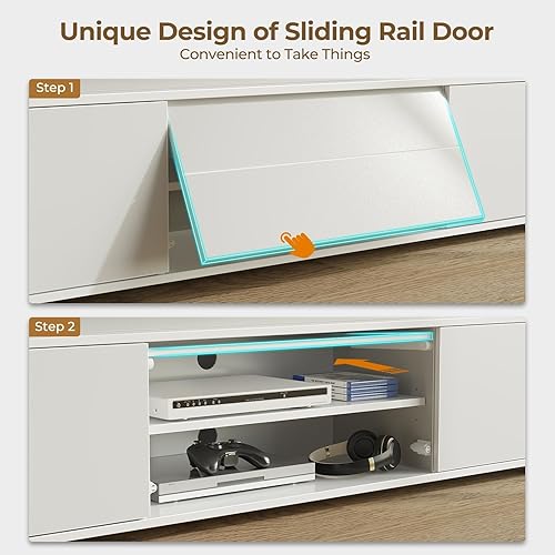 Miniatura 2 de Rolanstar TV Stand with LED Lights & Power Outlet, Modern Entertainment Center for 32/43/50/55/65 Inchs TVs, Table, Universal Gaming Media Stand