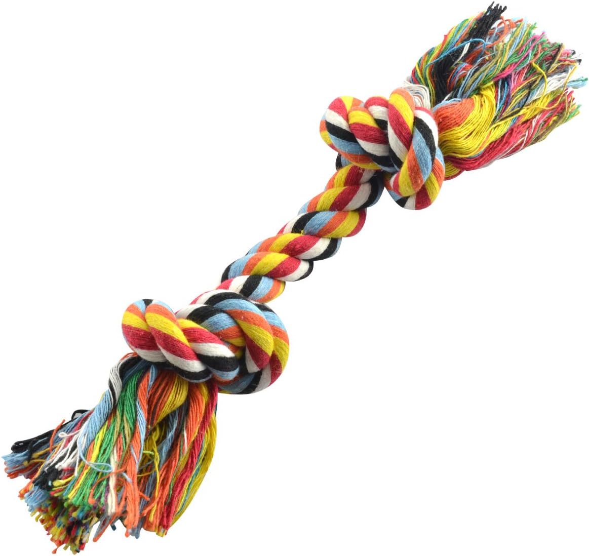 Dogloveit Cottonblend Color 2-knot Rope Tug Bone Puppy Dog Toy - 4" Length