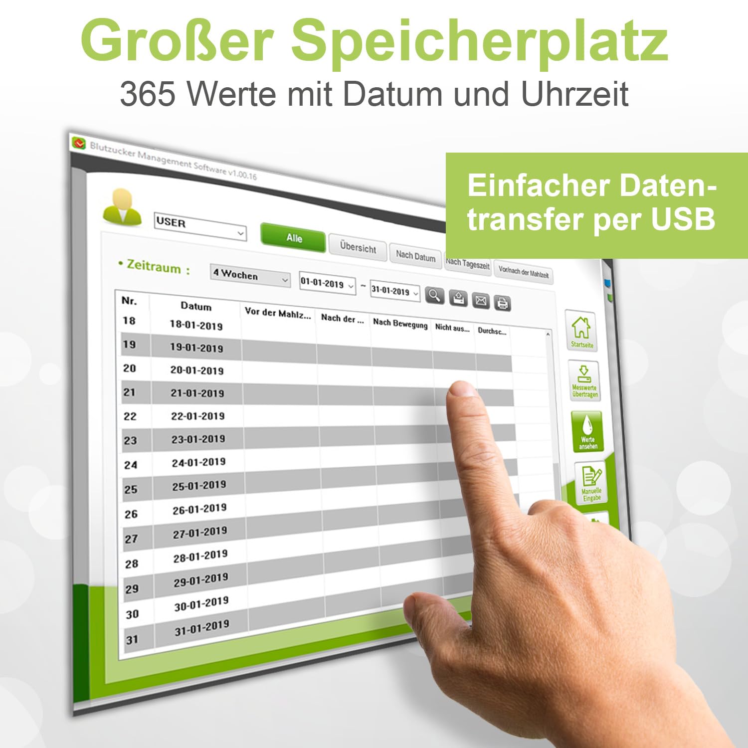 adia Blutzuckermessgerät Sparset inkl. 60 Teststreifen, 10 Lanzetten, 1 Stechhilfe. 1 Etui (mg/dL - Standard-Maßeinheit)