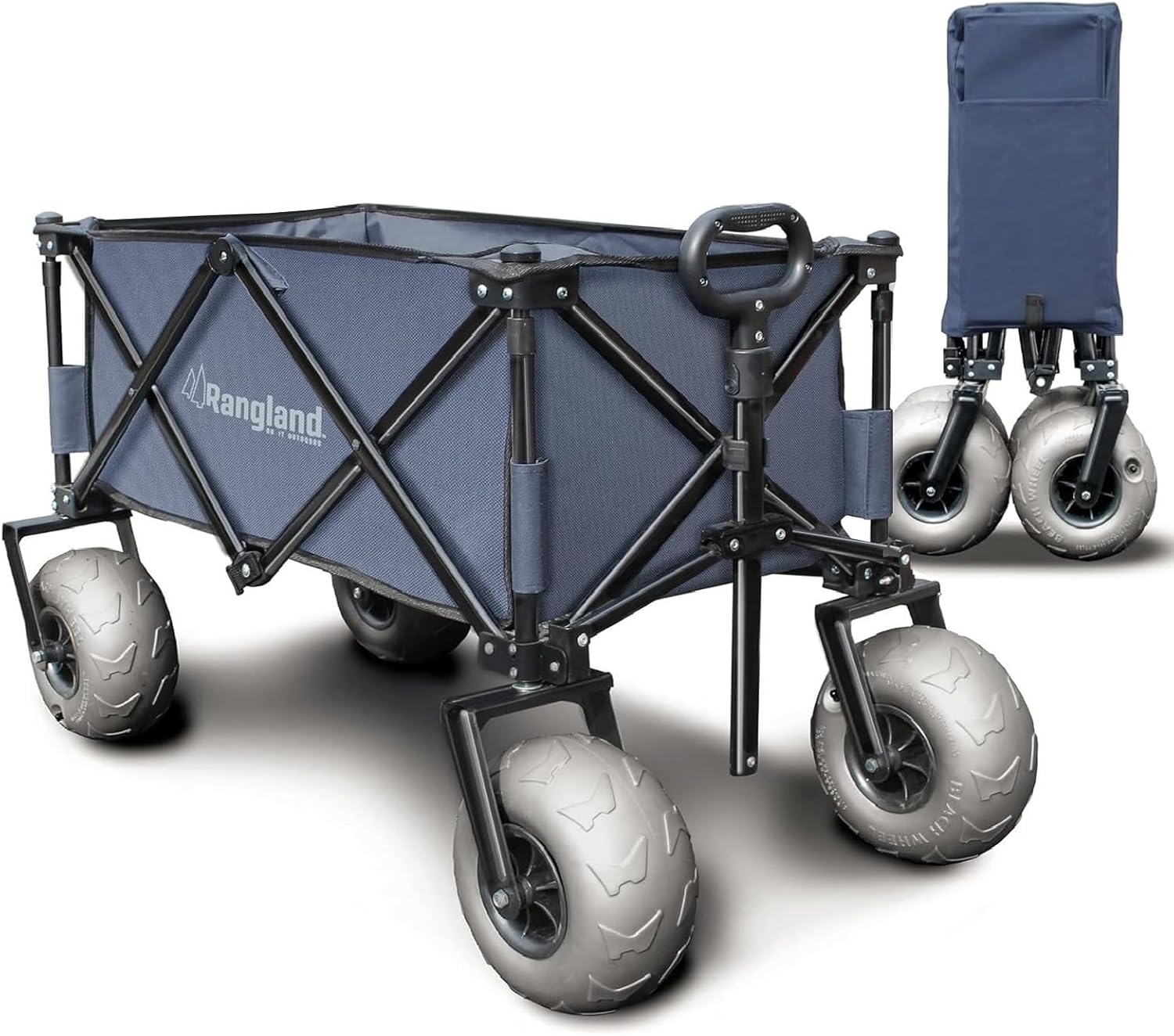 Ultimate Beach Wagon with Big Wheels for Sand and Removable Cooler, Foldable All-Terrain Heavy Duty Folding Cart with Balloon Air Tires, Large Dual-Compartment Outboard Carrier (34L)