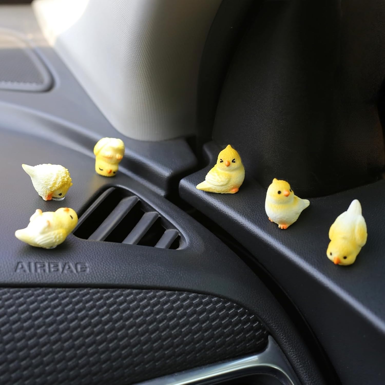 Cute Bird Figurines Car Dashboard Decor, 6PCS Funny Mini Garden Accessories, Bird Rear View Mirror Decorations Tiny Resin Animals