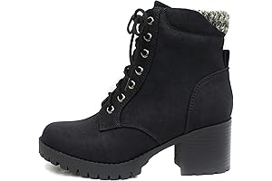 Sierra Cold Protector: Women's Chunky-Heeled, Lace-Up, Side-Zipper Combat Boots