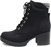 Soda Single Lug Sole Chunky Heel Combat Ankle Boot Lace up w/Side Zipper
