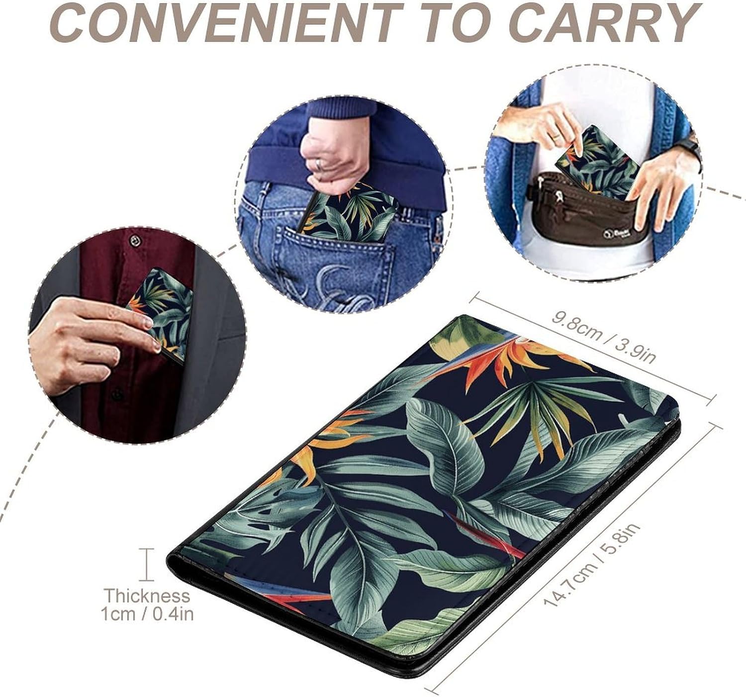 Cute Passport Holder for Travel,Personalized Multi-Functional Passport Cover with Card Slots,Slim Tropical Leaves Pattern Printed Passport Wallet for Women Men