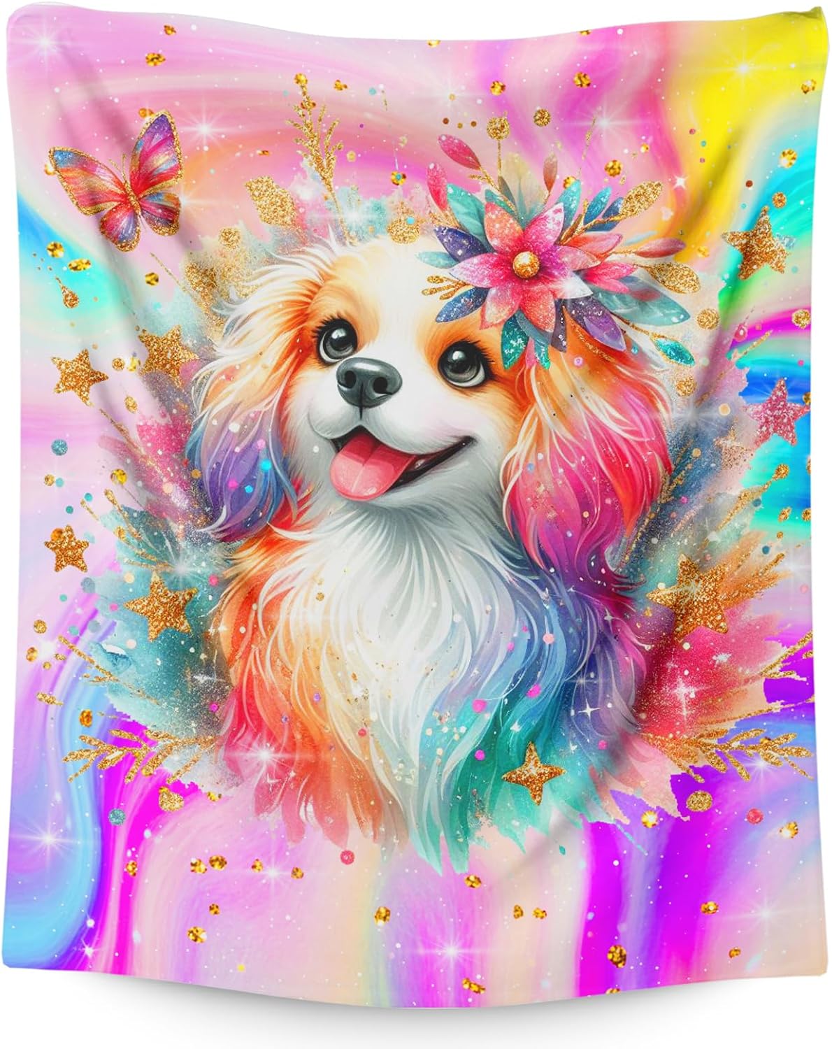 Blanket for Girls, Dog Throw Blanket Gift for Kids Teens, 80"x60" Cozy Flannel Blankets for Couch Sofa Bed Bedroom Decor Travel