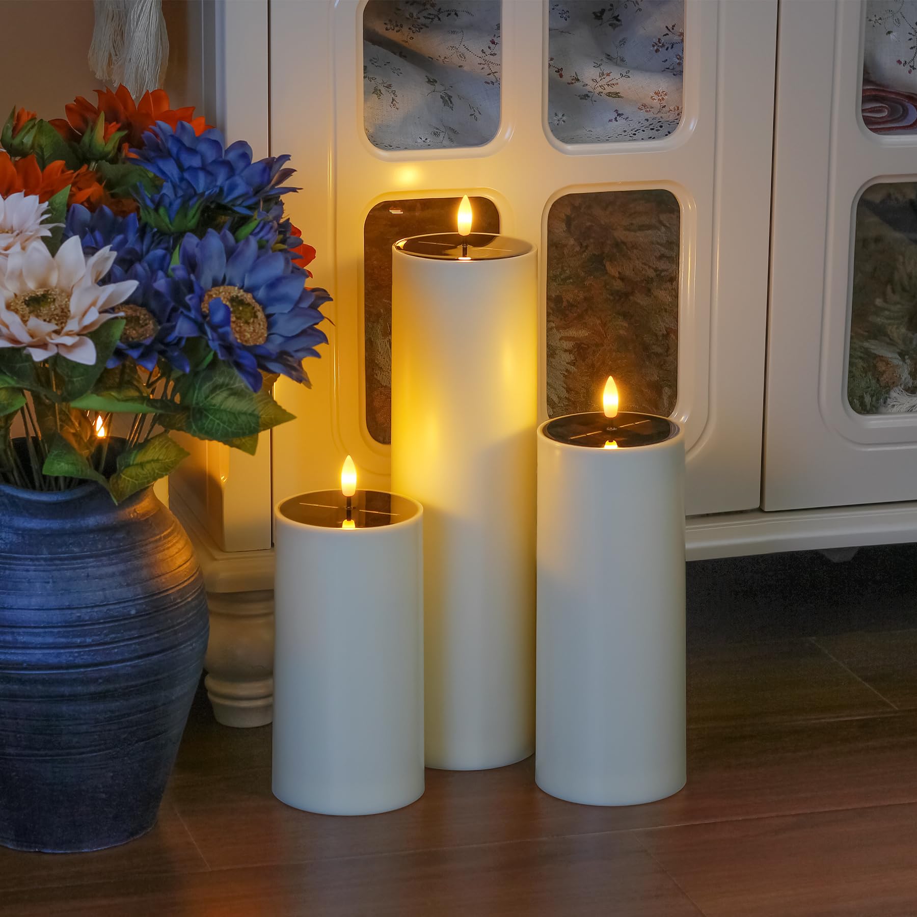 2 Bougies LED Zevanor Étanches 10x35cm - Télécommande, Minuterie, Scintillement