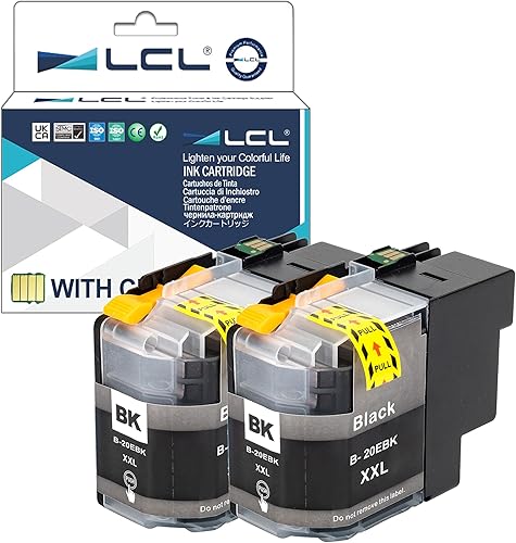 Miniatura 9 de LCL Cartucho de tinta de repuesto compatible para Brother LC20E LC20EY XXL MFC-J5920DW MFC-J775DW MFC-J985DW (paquete de 2 amarillo)