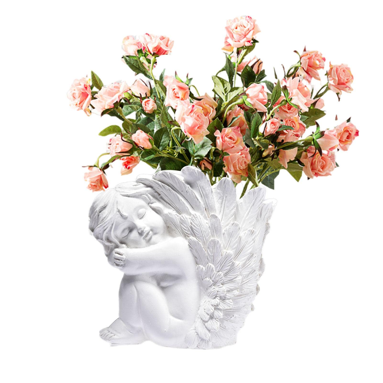 Niktule Angel Flower Pots, Decorative Resin Angel Planter Pot for Indoor or Outdoor Decor, Innovative Holder Flower Pot for Plants Garden