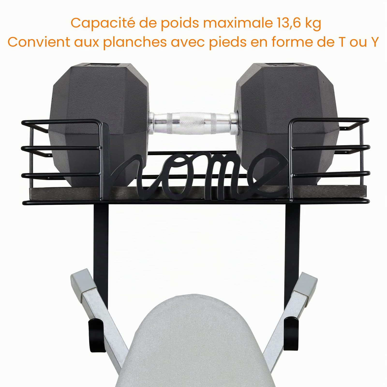 TJ.MOREE Support mural pour planche à repasser - Décoration de buanderie - Support de fer et de planche à repasser - Organisation et rangement de la buanderie avec grand espace de rangement - Panier