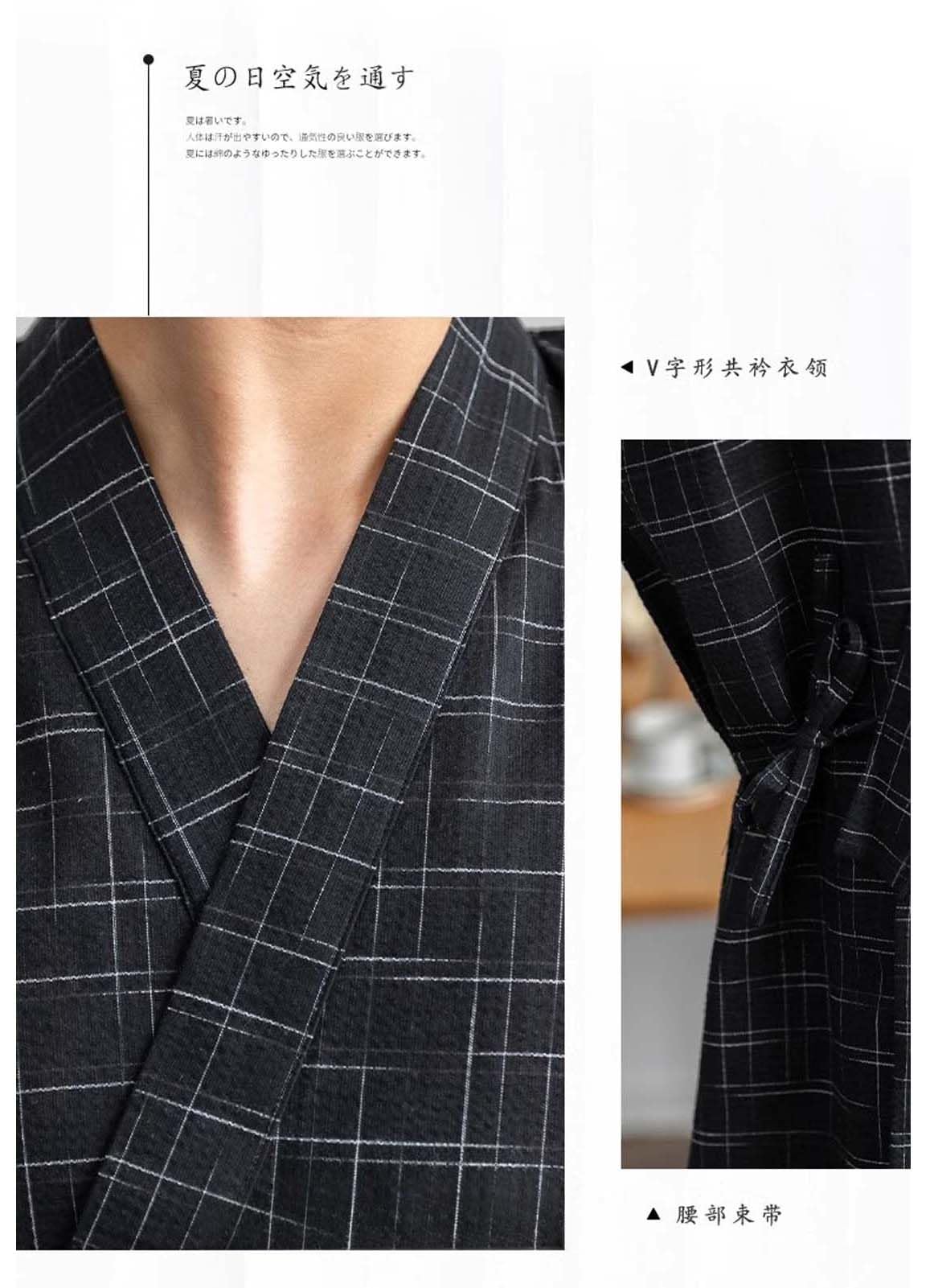 Pyjama Kimono de Style Japonais avec Chemise et Short, Unisexe, en Coton et Lin, Ensemble de détente, Peignoir de Spa, vêtements décontractés, Multicolore, L