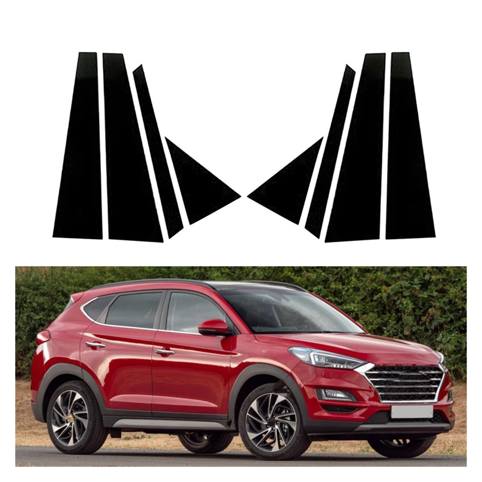 NEGRO Auto Pilastro Messaggi Nero Lucido Porta Finestra Stampaggio Copertura Adesivi Accessori for Hyundai Tucson 2016-2022