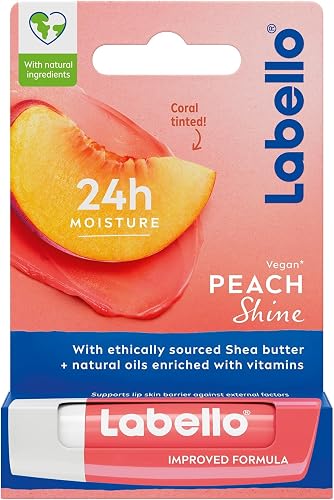 Labello Peach Shine 24h Moisture Caring Lip Balm, 4.8g