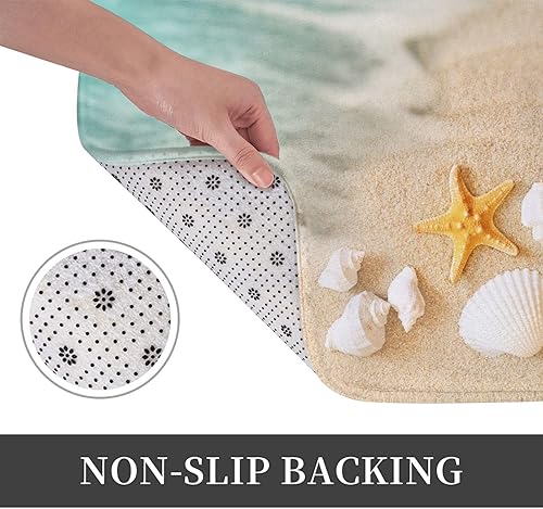 Miniatura 4 de Alfombras de baño de playa costeras con estrellas de mar para baño, alfombra de baño suave y absorbente, alfombra antideslizante para cocina, baño,