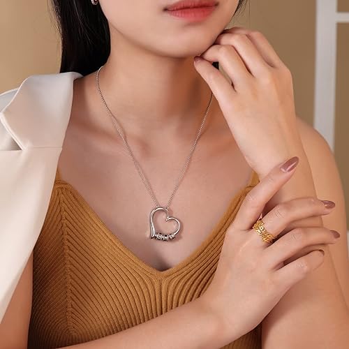 Miniatura 4 de Collar personalizado con corazón para madre con 1-5 nombres, collar de piedra natal personalizado para mamá, regalos de joyería personalizados para