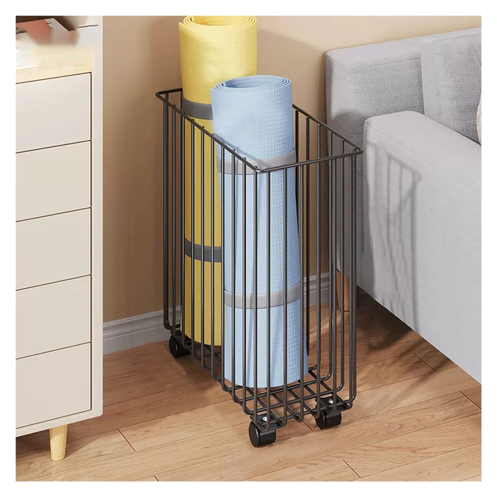 Chariot de rangement portable blanc et noir anti encombrement