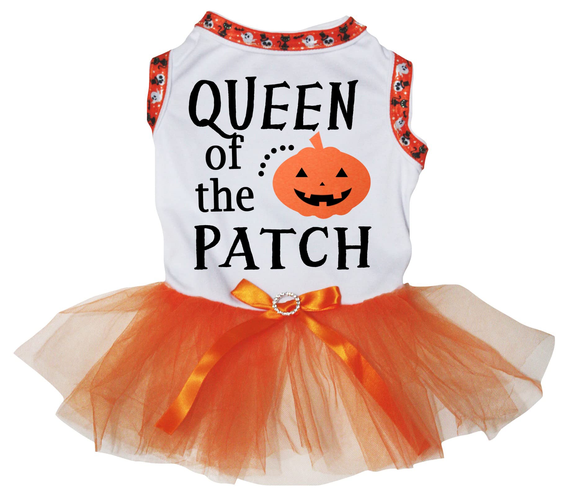 Robe pour chiot blanche et orange taille XS motif citrouille d'Halloween