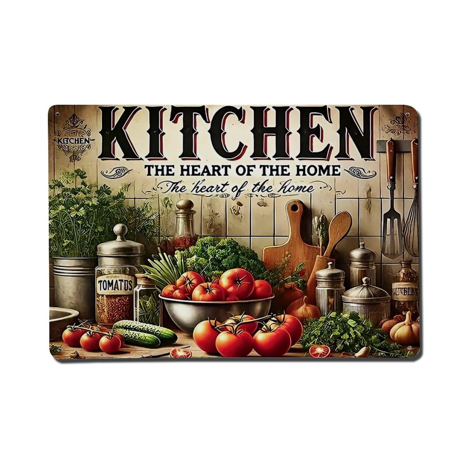 Nestemfo Vintage Kitchen Heart Of Home Tin Sign Metal Sign, Living Room,Bar, Home, Bedroom Wall Decor,Retro Metal Poster 8X12 Inches