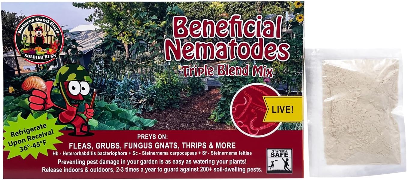 NaturesGoodGuys Beneficial Nematodes Triple Blend Pack HB+SC+SF - General Biological Pest Control (10 Million)