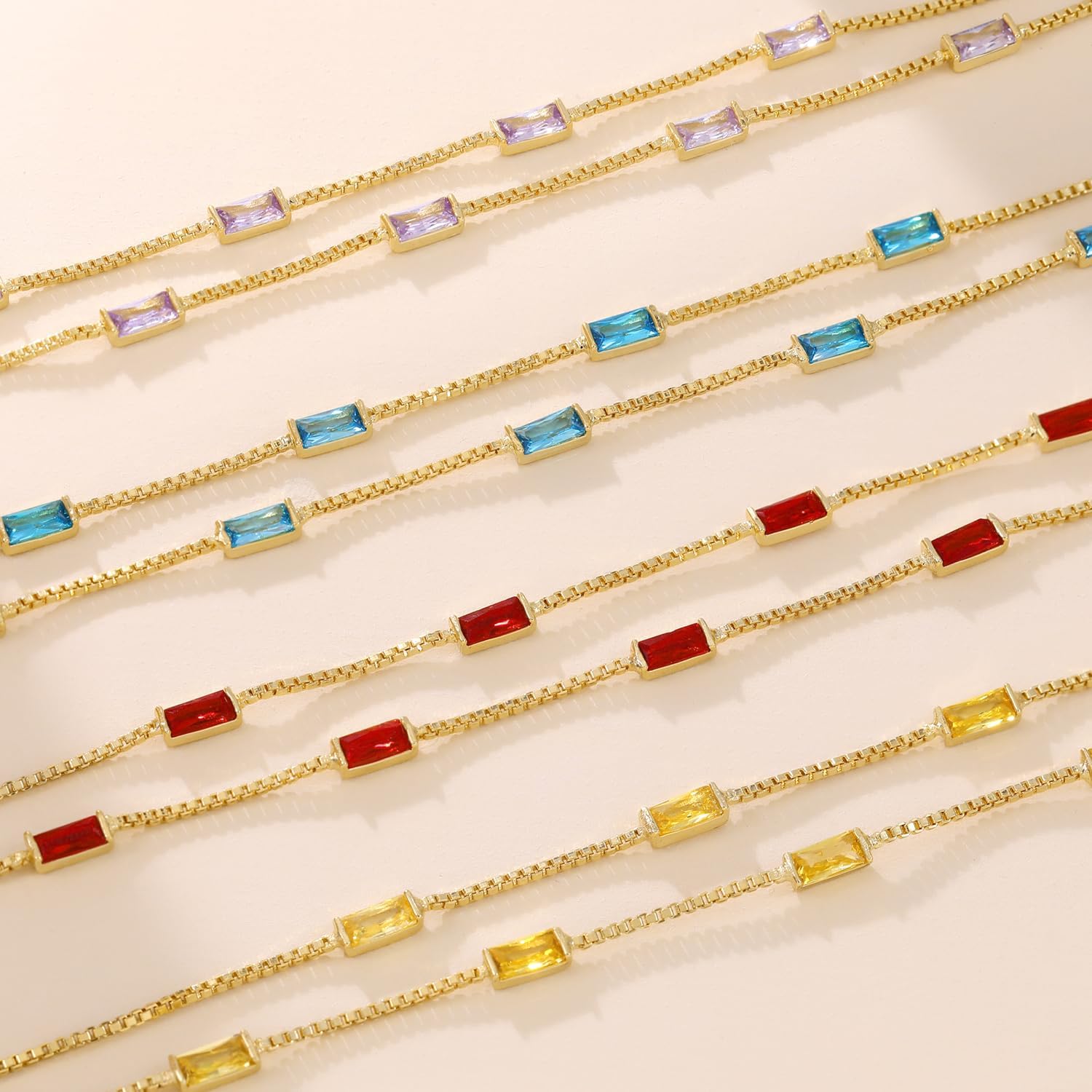 Gold Birthstone Bracelet for Women Trendy 14K Gold Dainty Bracelet for Friend Friendship Birthday Mother Gifts for Her Jewelry - Image 5