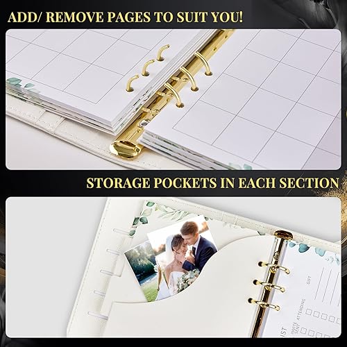 Miniatura 4 de JUBTIC Agenda de boda y organizador para la novia, regalo de compromiso para parejas recién comprometidas, cuaderno de planificación de bodas con 5