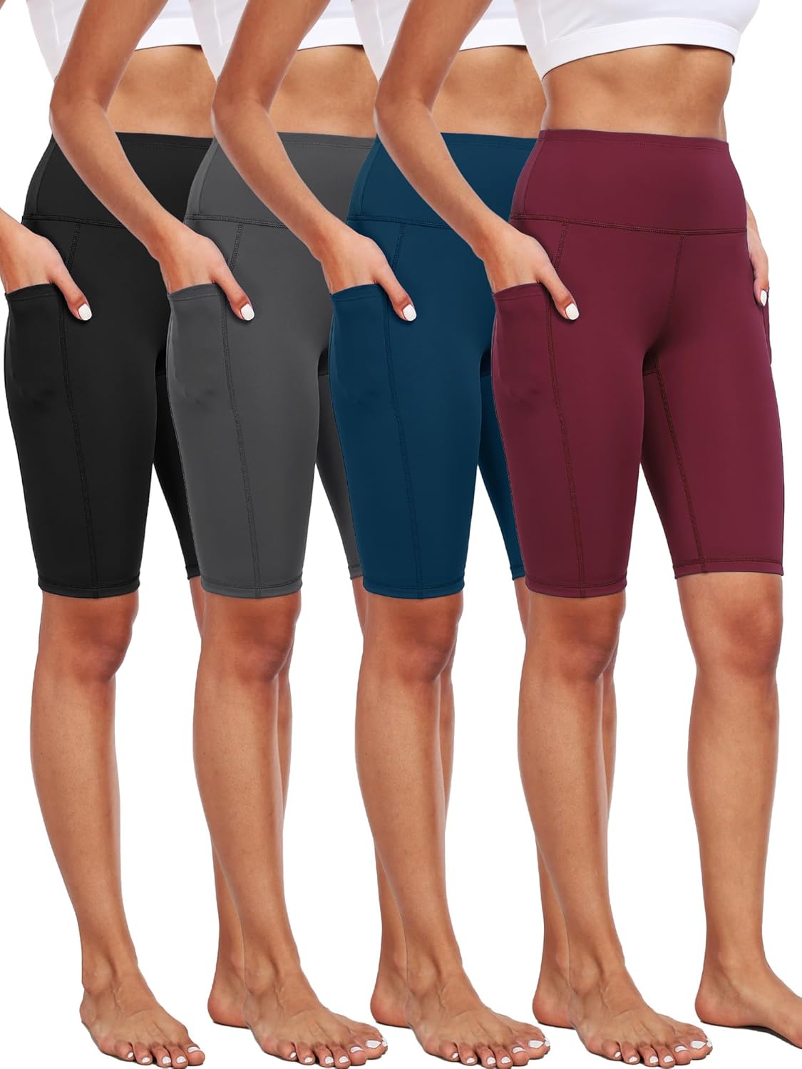 CADMUS 3/4 Pack Women Biker Compression Short Leggings for Yoga with Big Pockets