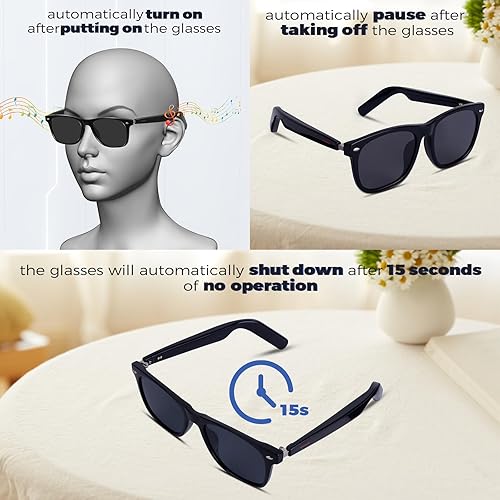 Miniatura 5 de Gafas inteligentes para hombres y mujeres con altavoz AAC oído abierto música botones táctiles foto remota inteligente Bluetooth gafas de sol, C