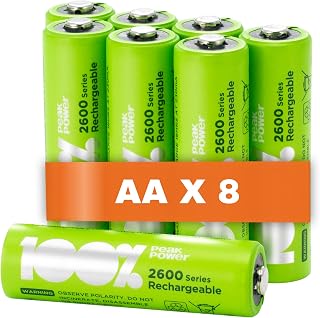 100% PeakPower 8 x AA Rechargeable batteries 2300 mAh 100% PeakPower NiMH Battery