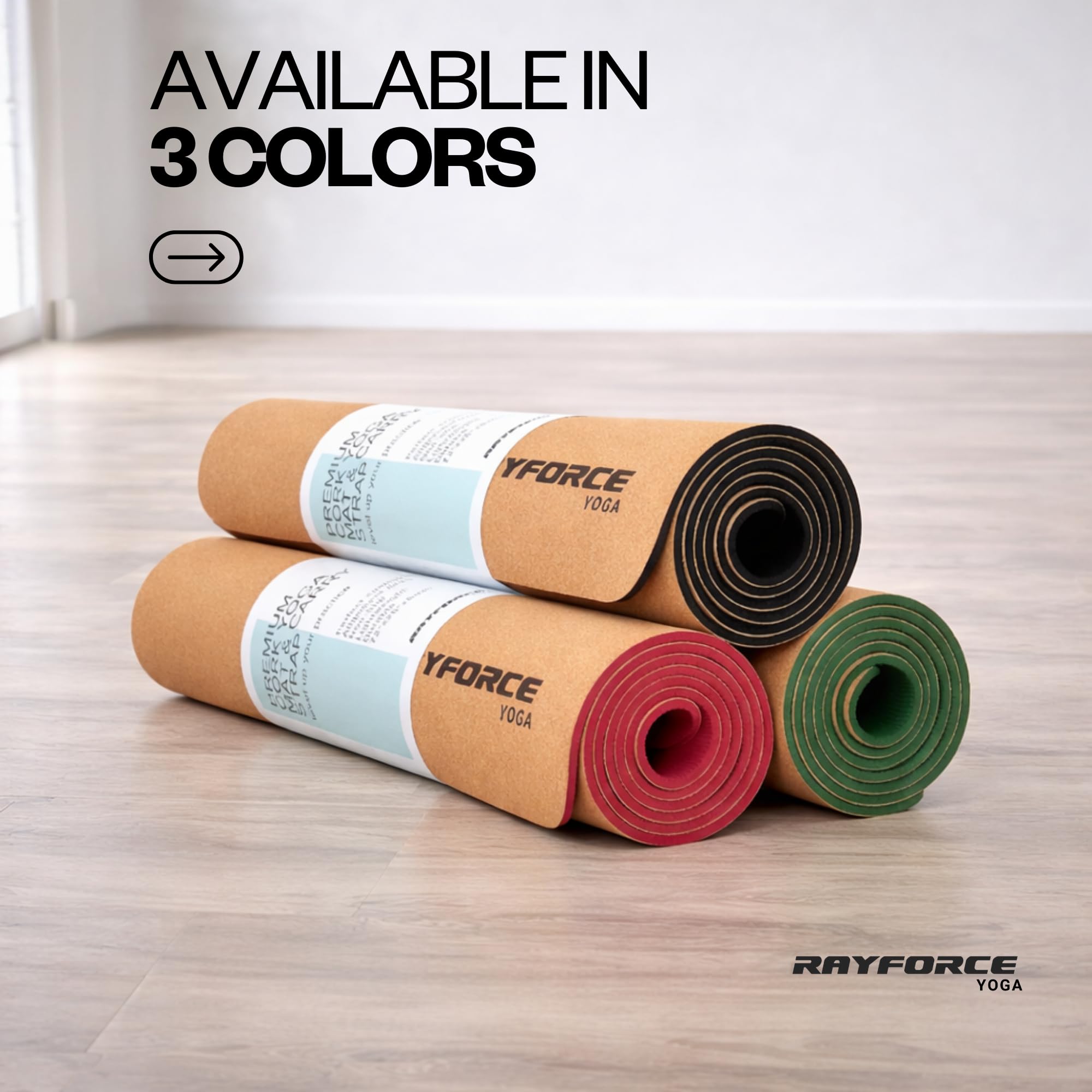 Tapete de yoga de corcho y goma de alta calidad, ecológico, antideslizante, resistente al sudor, con líneas de alineación, 6 mm de grosor para soporte de articulaciones, 6 mm, diseño duradero y