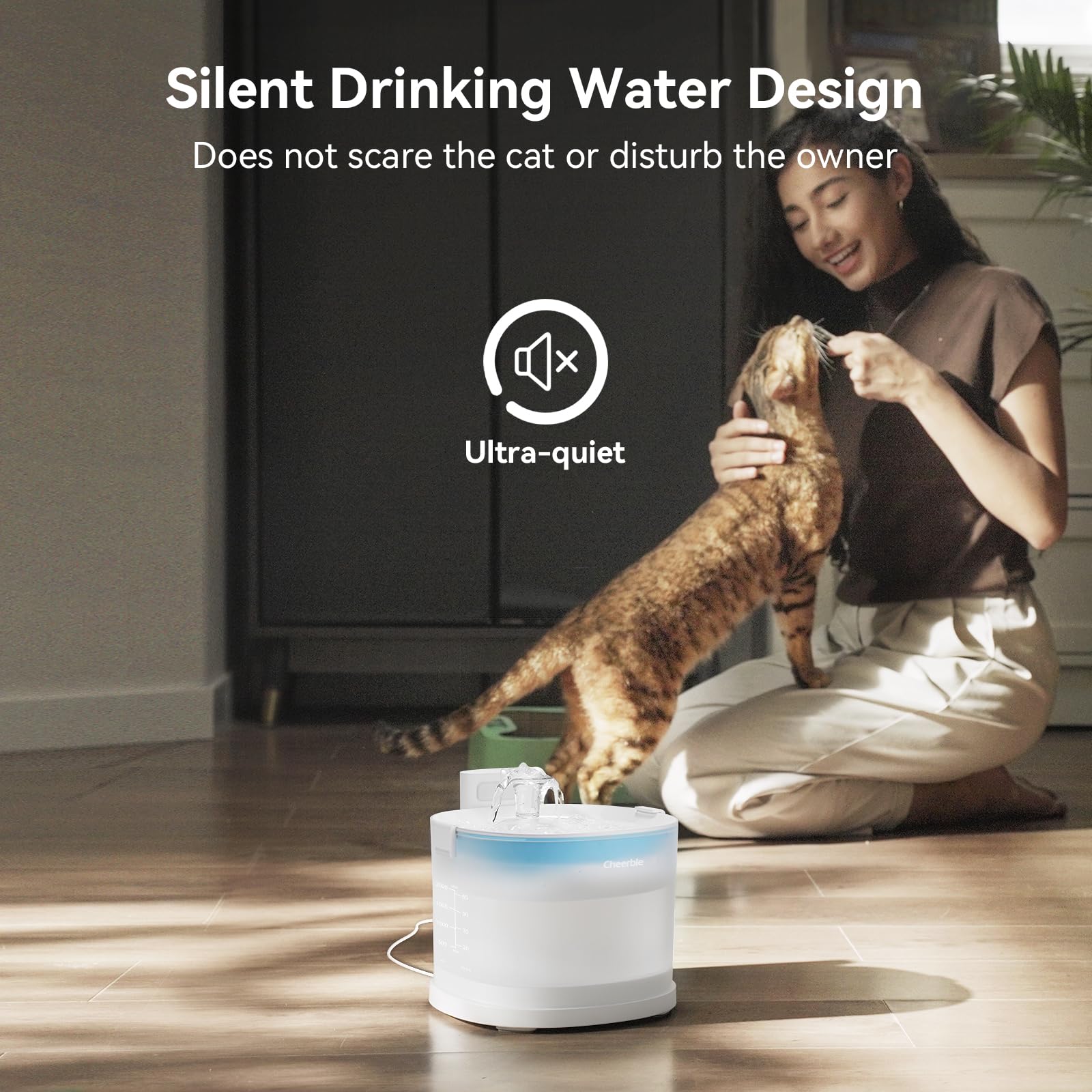 Cheerble Pumpless Cat Water Fountain, 2L/67oz E1 Automatic Cat Water Dispenser for Cats & Dogs MagDrive™ Technology Dual Mode Dispensing, No Cleaning Hassle, No Electrical Leakage, BPA-Free - image 8