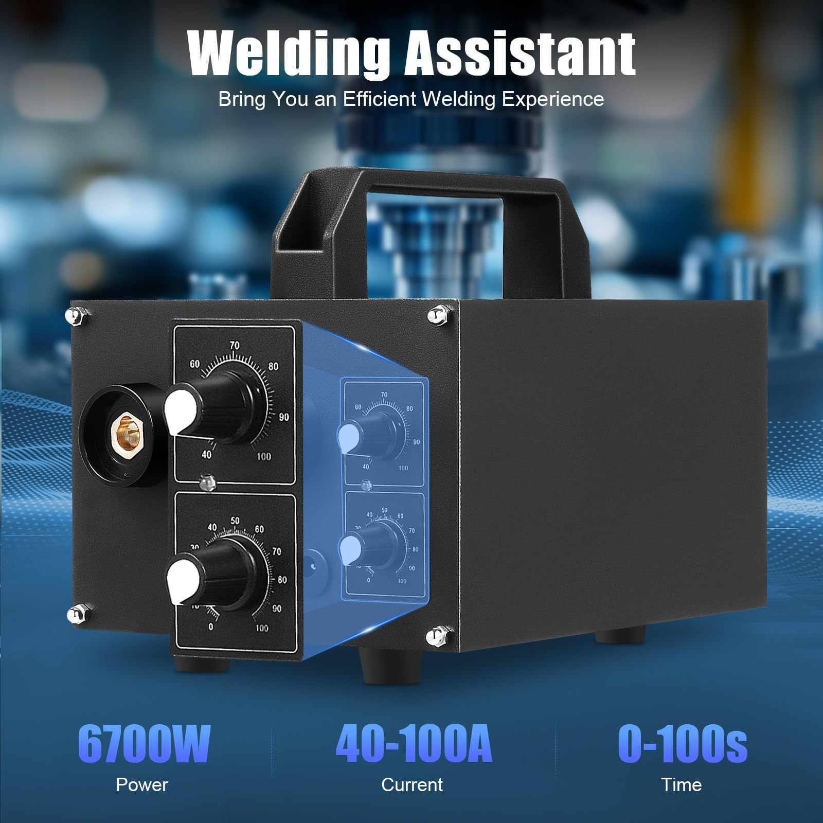 Punktschweißgerät 6700W, Punktschweißmaschine mit einstellbarem Schweißstrom 40-100A, Akku-Punktschweißgerät für 0.08-0.25mm Nickelstreifen, 220V 1600A für 18650 Lithium-Batterie