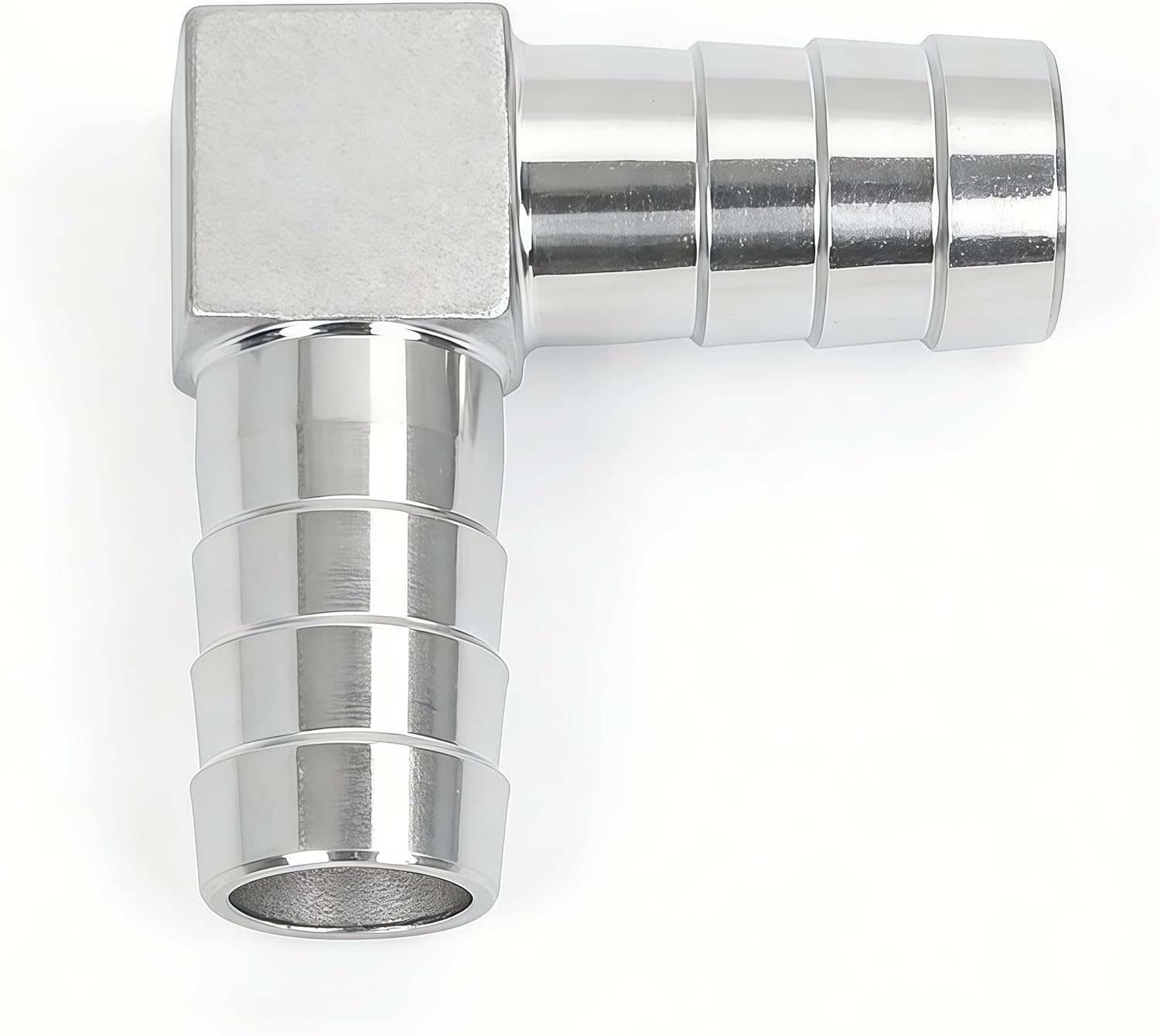 304 Stainless Steel Hose Barb Fitting 90 Degree Elbow Right Angle L Shaped Connector 1" Barbed x 1" Barbed with 4pcs Hose Clamps (Pack of 2)