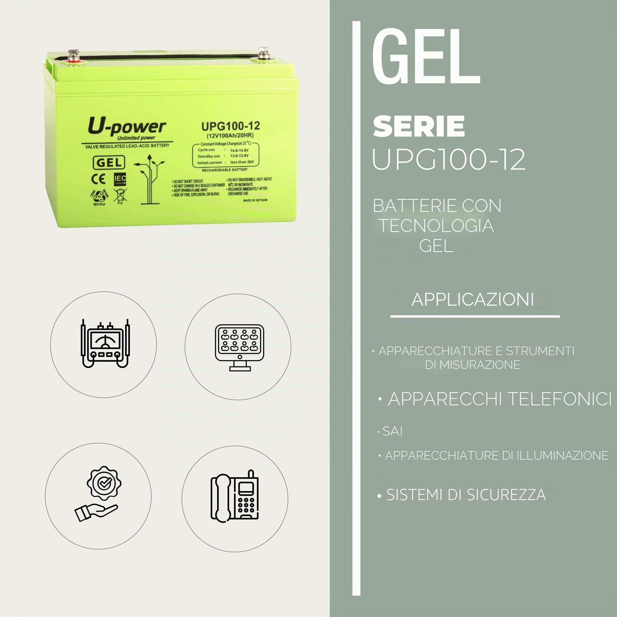 Master U-Power Batteria Piombo Gel 100Ah 12V