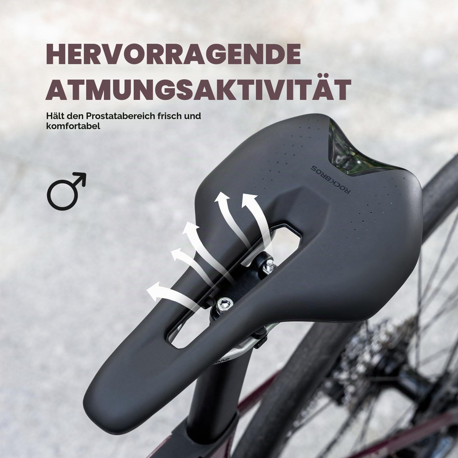 ROCKBROS Fahrradsattel Bequem Herren und Damen, Fahrrad Sattel Wasserdicht und Atmungsaktiv, Ergonomisch Sattel für Heimtrainer, MTB, Gravel, Rennrad und Ebike