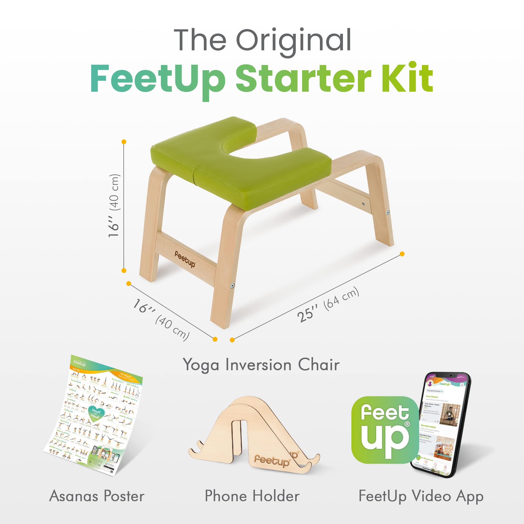 FeetUp Trainer The Original - Tabouret de yoga pour tête de lit, banc d'inversion de yoga, renversement simple et sûr. Restez en forme pour vous détendre. Faites tourner votre yoga vers le bas