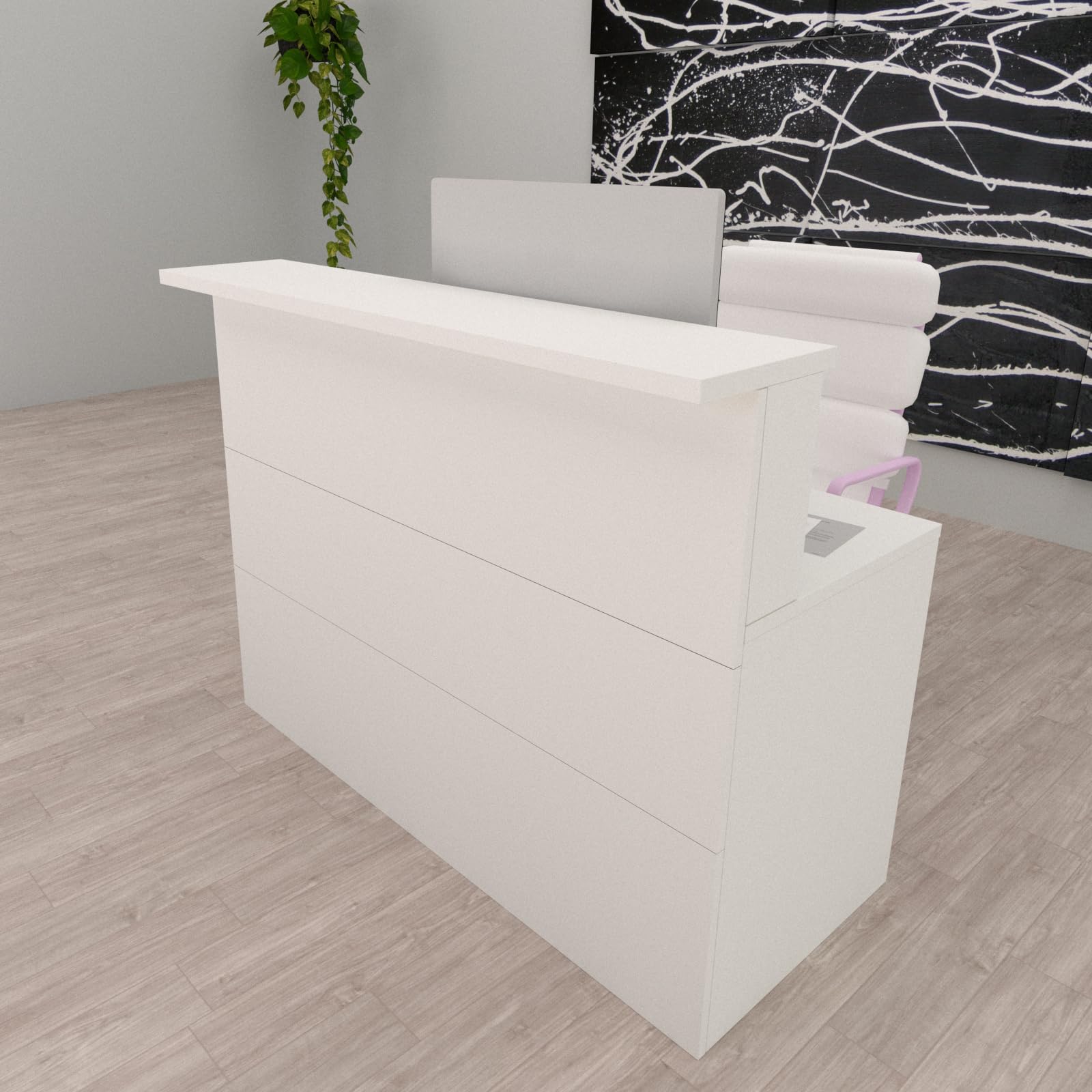 Henor Mostrador Cidacos - 180 x 60/​75 x 110/​75 cm. Madera con Mesa Interior. Ideal para Recepción Atención Oficina Espacios Comerciales. Blanco.