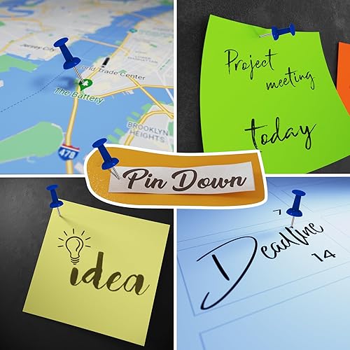 Miniatura 4 de 215 pasadores de presión para tablón de anuncios, tachuelas de pulgar para pared, tablero de corchos, mapas, calendario, fotos, proyectos de